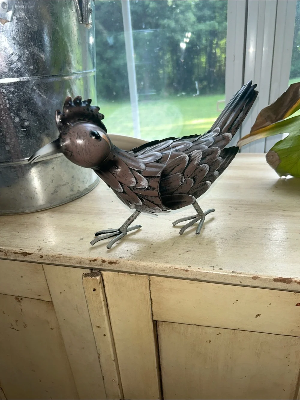 Decorative Metal roadrunner Bird Figurine - Brown